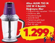 ALTUS ALSM 783 M 550 W 4 BIÇAKLI DOĞRAYICI MOR